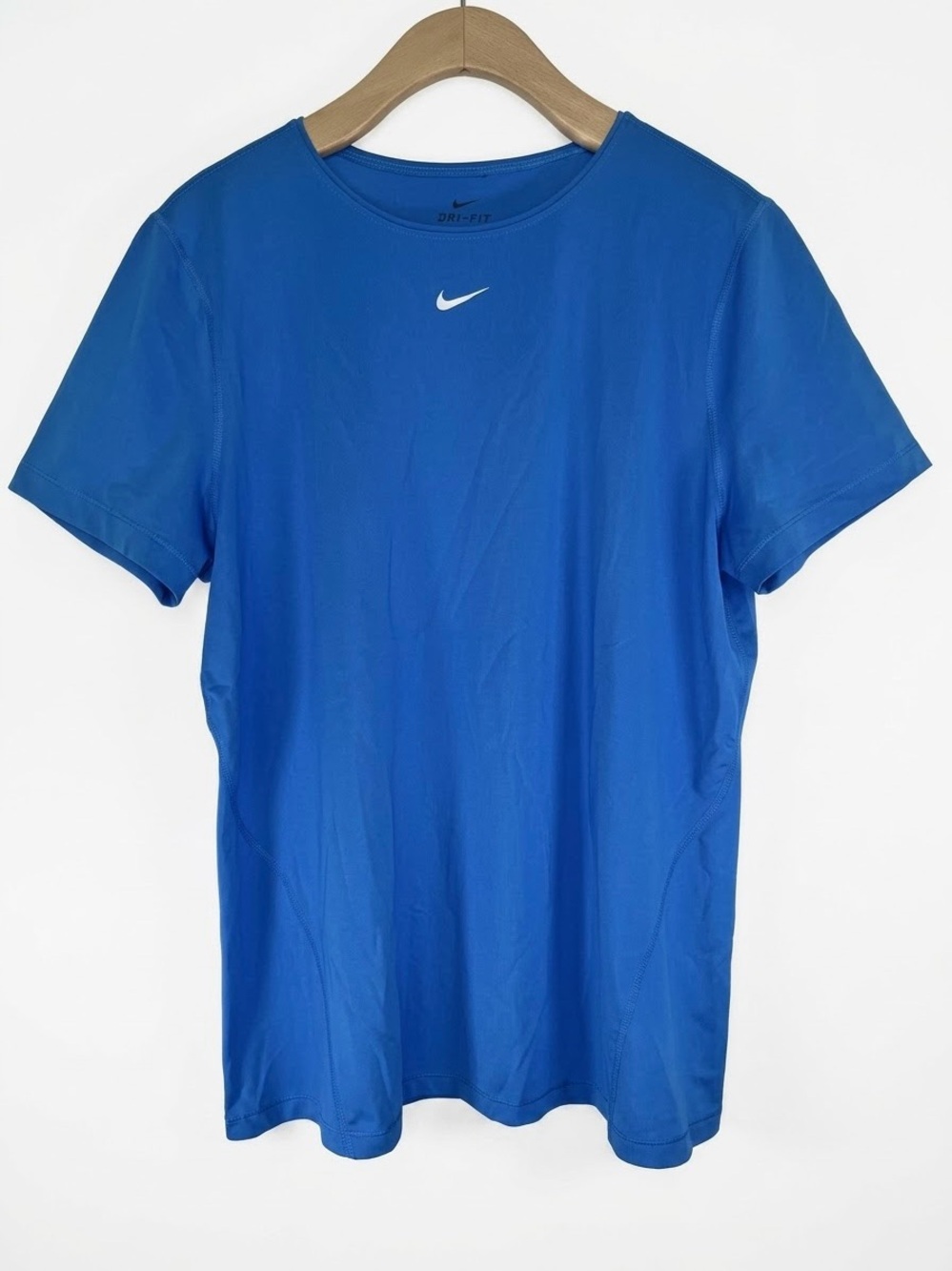 Nike Pro 365 Womens XL Blue Dri-FIT Short Sleeve Activewear Mesh T-Shirt Workout